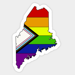 Progress pride flag - Maine Sticker